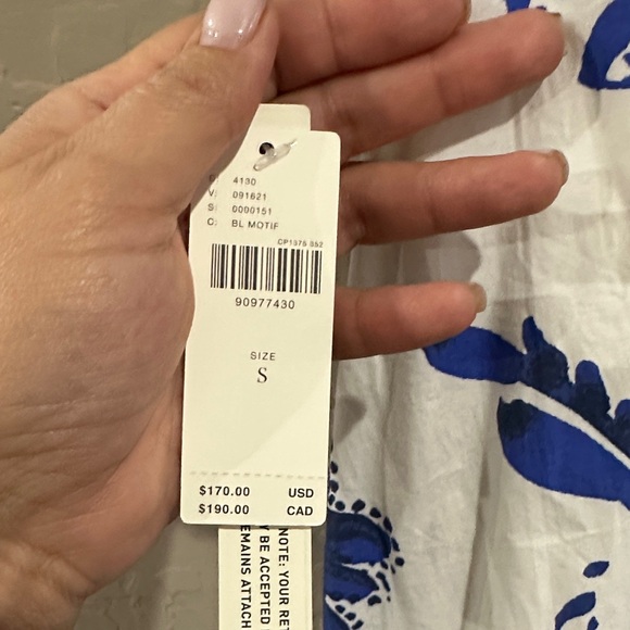 Maeve White and Blue Patterned Mini Dress - Picture 3 of 5